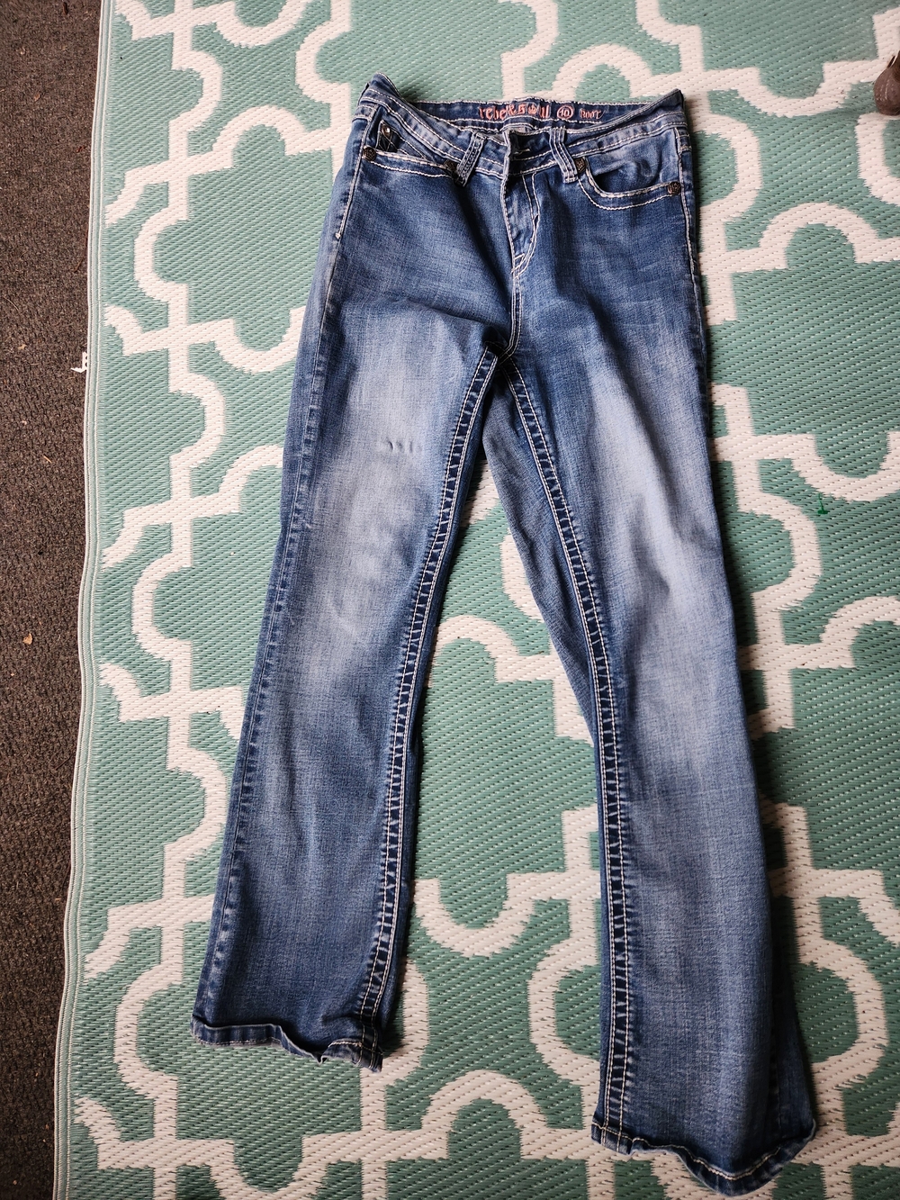 Distressed Light Blue Flare Jeans